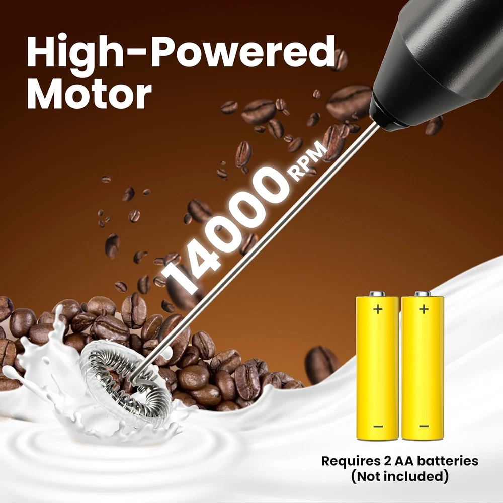 Milk Frother Handheld with Stainless Steel Stand, Battery Operated Whisk Maker H Milk Frother Handheld with Stainless Steel Stand, Battery Operated Whisk Maker H