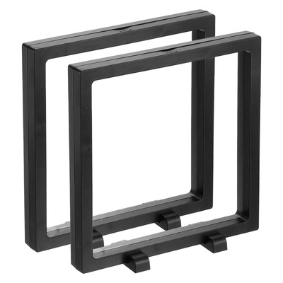 2 Stück 3D Schwebende Vitrine, 7,1 x 7,1 x 0,8 Zoll Schwarz