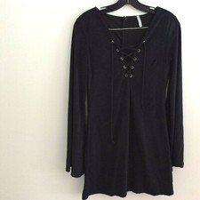 Sage Dress Black Lace Up Neckline Women's Size Small Made in USA
