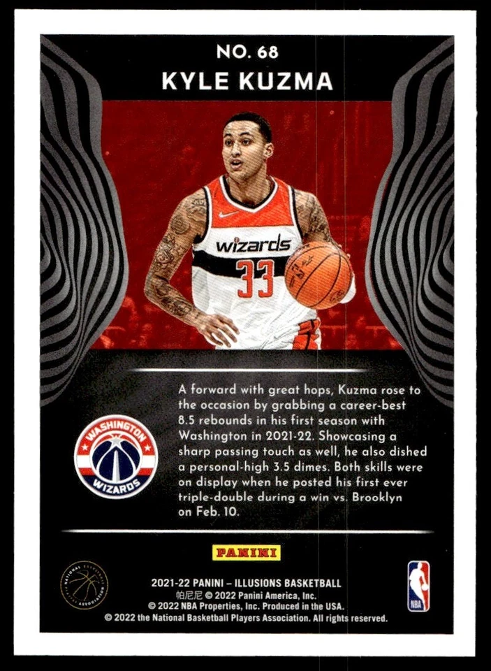 2021-22 Panini Illusions Kyle Kuzma Washington Wizards #68 - Image 2 of 2