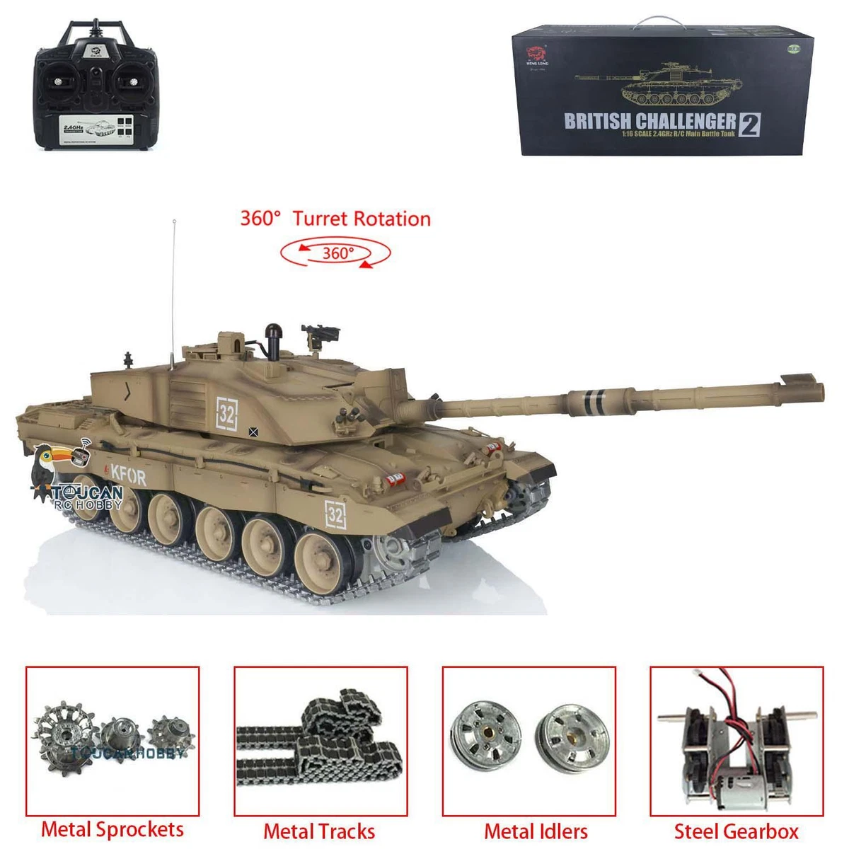 Henglong 1 16 7.0 Upgraded Challenger II RC Tank 3908 Metal Tracks