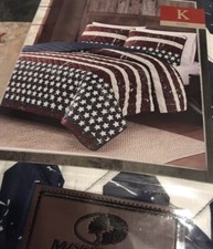 MOSSY OAK PATRIOTIC STARS  STRIPES KING SIZE QUILT 3 PC SET Americana NWT