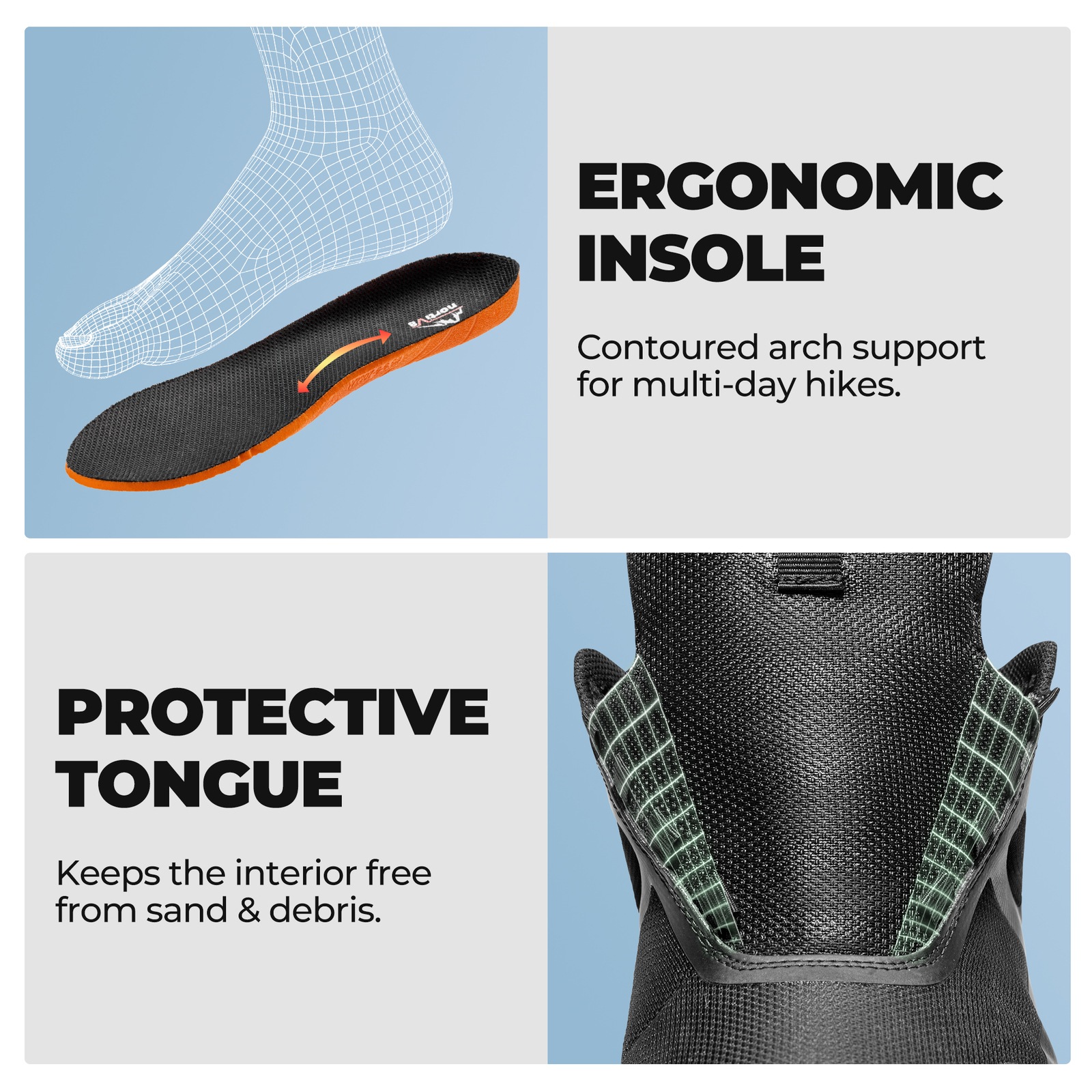 Men's Waterproof Hiking Shoes Lightweight Walking Sports Sneakers Arch Support