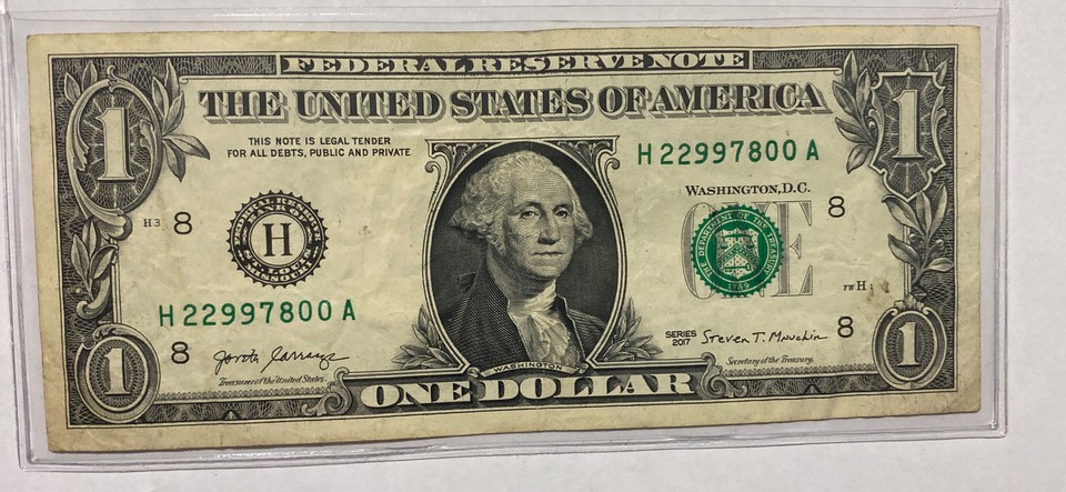Check Amount one dollar Bill Over Inked Serial Number | eBay