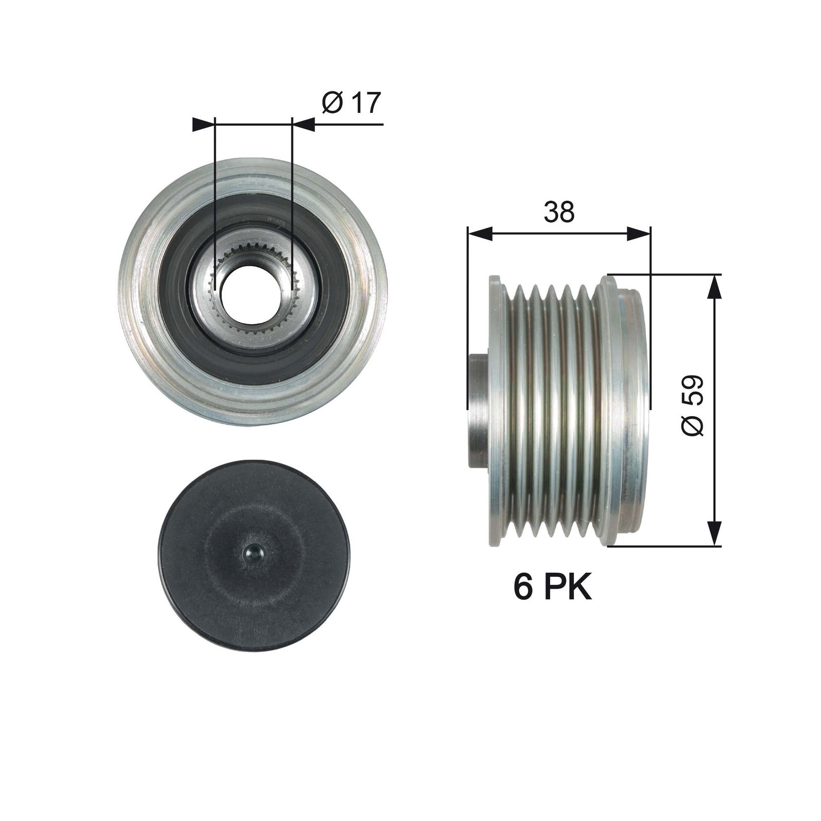 GATES OAP7177 Alternator Freewheel Clutch for GENESIS,HYUNDAI,KIA