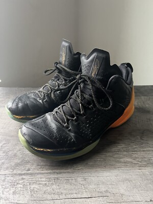 Nike Air Jordan Melo M11 black orange gold 2015 knicks basketball shoes, size 10