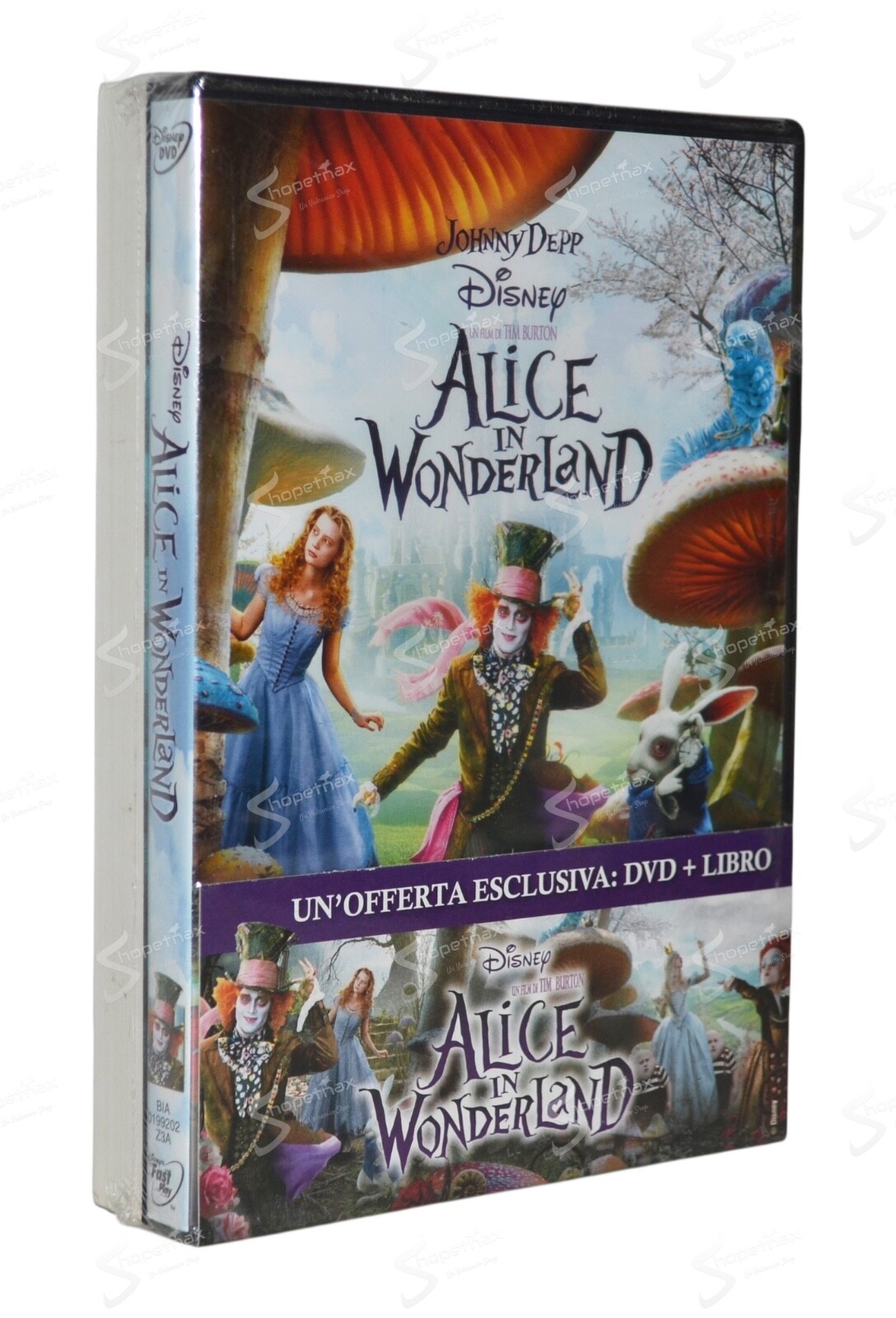 Alice in Wonderland (2010) Tim Burton Johnny Depp Walt Disney Libro + DVD Nuovo