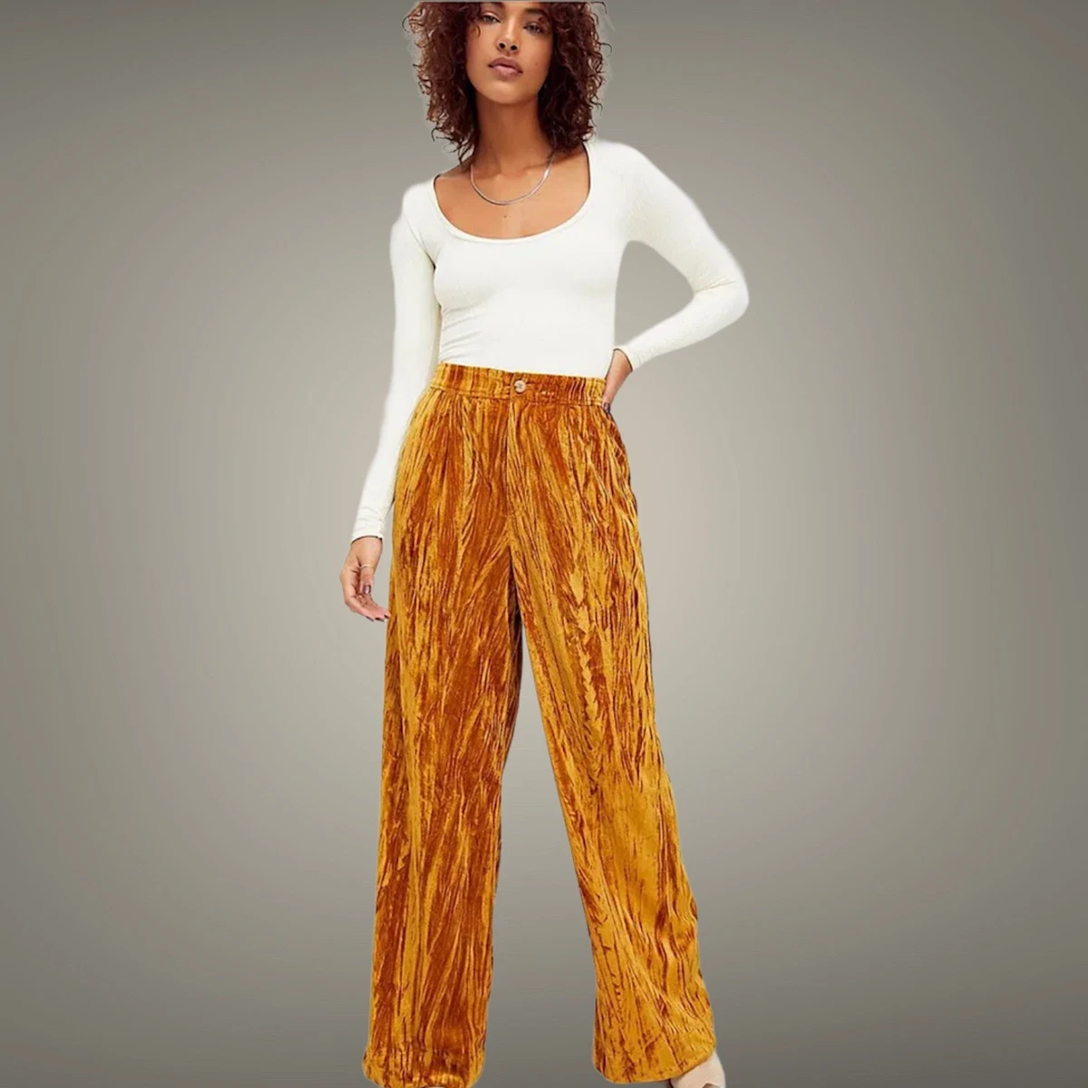 Free People Runaway Women Velvet Wide Leg Pants Women's Size 12