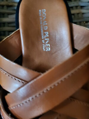 Donald Pliner Mens Iggie Sandals Brown Cognac Strappy Slides  display picture 3