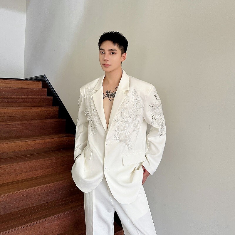 Casual White Suit Coats Summer Handsome Men Suits Beach One Button