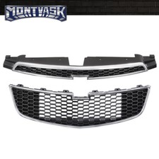 Fit For 2011-2014 Chevrolet Cruze Front Bumper Upperlower Grille W Chrome Trim Fit For 2011-2014 Chevrolet Cruze Front Bumper Upperlower Grille W Chrome Trim