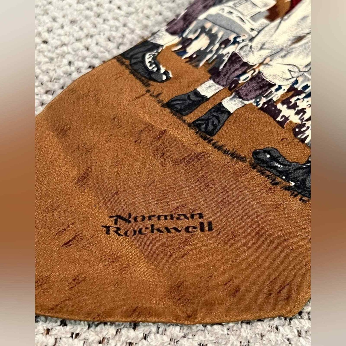 Vintage 1994 Norman Rockwell Football Coin Flip Men’s Neck Tie View 3