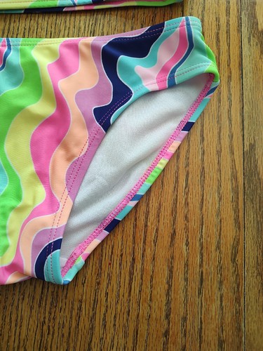 Girls Size 7 2 Piece Bikini Rainbow Colors Striped Swim Wear Unbranded Summer - Picture 5 of 12