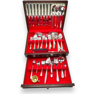 78 Pcs +, Lady Stuart Wm Rogers A1 Plus Flatware Oneida Ltd 1940's Silver Plate