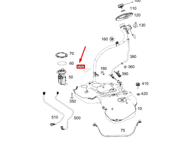 MB GLE W167 Fuel Filler Pipe Mount Tensioning Bracket A0994710600 