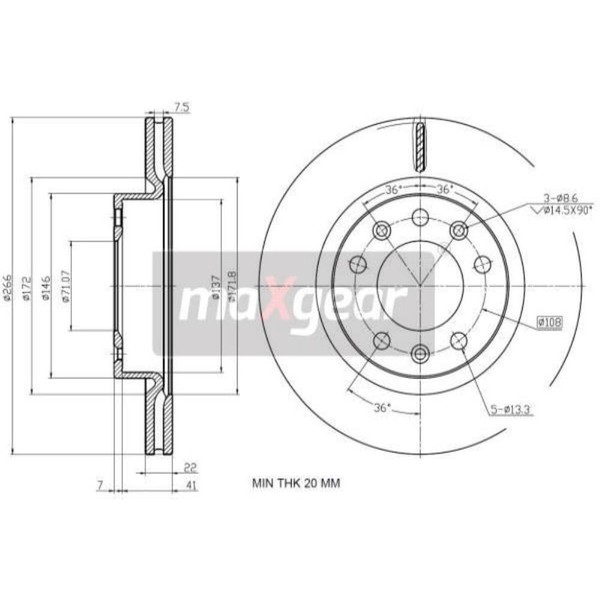 Maxgear 2X Bremsscheibe Vorne Ø266 Mm Lackiert FüR Peugeot 308 SW II-image
