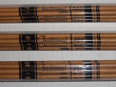 Gold Tip Traditional Carbon Arrow Shafts, 340, 400, 500, or 600. Dozen Pack