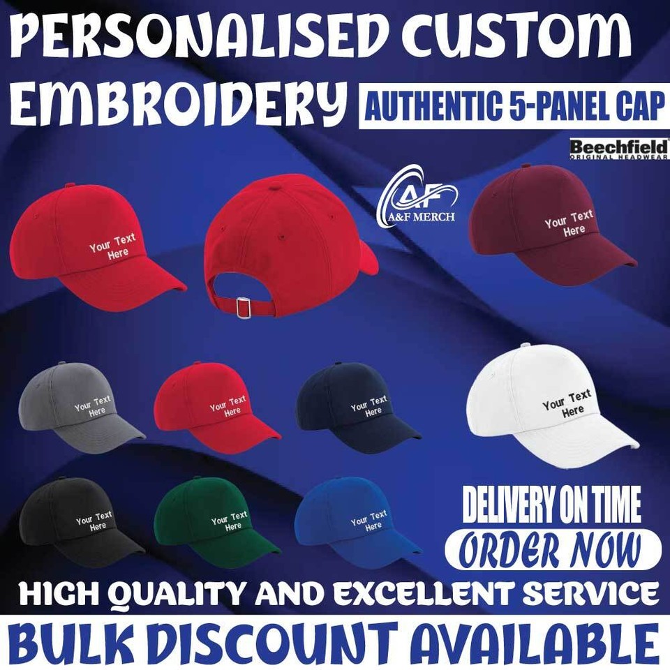 Beechfield Gorra Auténtica Personalizada 5 Paneles Sport Bordada