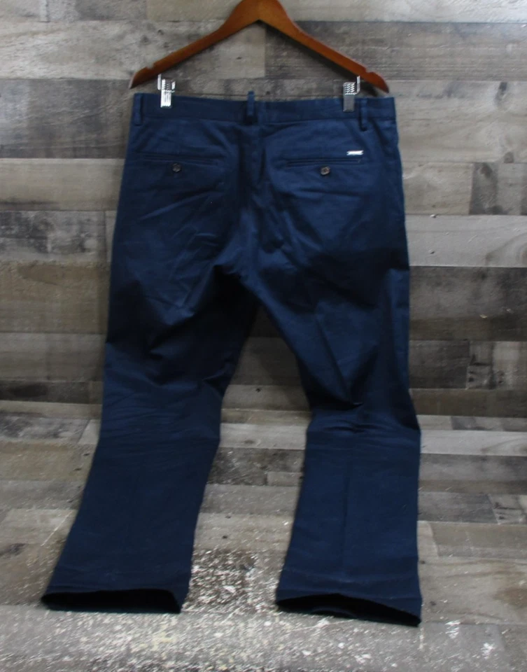 DSQUARED2 Pantalones Para Hombres 50 Azul Marino Algodón Elástico Chino Vestido Pantalones S71KA0881 Foto 2 de 4