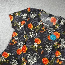 Pixar Coco Scrub Top Medium Cherokee Tooniforms Disney V Neck Remember Me NEW