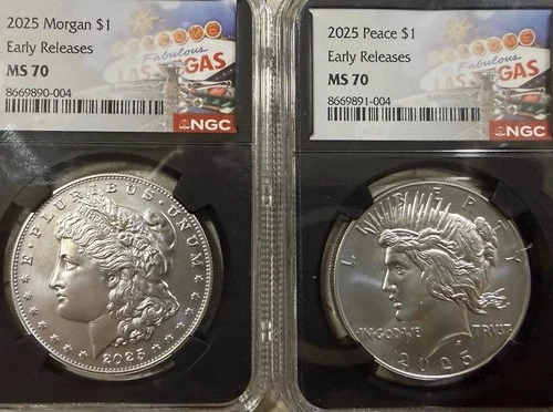 2025 Morgan & Peace Silver Dollar $1 NGC MS70 , Early Releases Matching Serial #