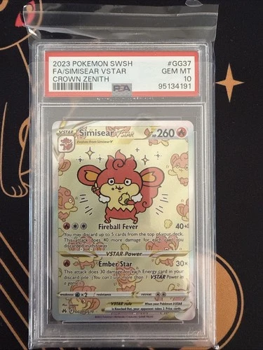 2023 Pokémon TCG Simisear VSTAR Galarian Gallery GG37/GG70 Crown Zenith PSA 10