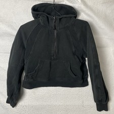 Lululemon Womens Scuba Hoodie Black Oversized Cropped 1/2 Zip Pullover Size XS/S