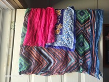 Lot Of 3 Beautiful Scarfs Multi Color Geometric Design. See Pictures For Sizes.