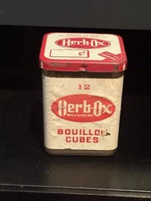 Vintage Herb-Ox Bouillon Cubes Package Tin Lid