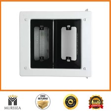 TV Media Box Recessed Wall Outlet 2 Gang Steel White Low Voltage Power Box
