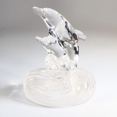 Bleikristall Delfin Ornament von Cristal Darques Frankreich Figur Glasdeko