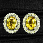 Dazzling Vivid Yellow Sapphire Oval 6.35Ct 925 Sterling Silver Handmade Earrings