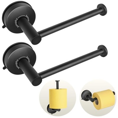2 Pack Bathroom Holder Wall Mount Matte Black - Vacuum Suction Cup Roll Holde...