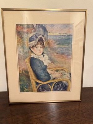 Vintage Framed Art Print  By The  Seashore  by Pierre Auguste Renoir, Met Museum