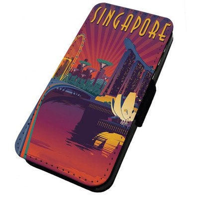 Bedruckte Klapp Handyhülle iPhone, Samsung & Huawei Urlaubsstädte Singapur