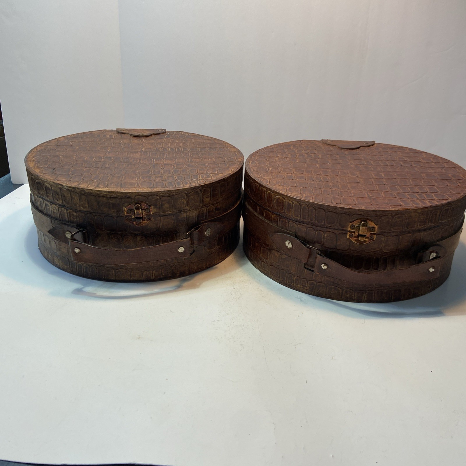 Shown  Are Two Vintage Faux Alligator Train Cases, Called  Travel Case, Vanity,