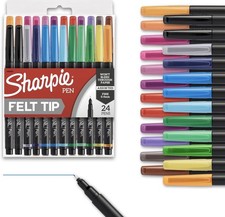 Felt Tip Pens, Fine Point 0.4Mm , Assorted, 24 Count - Perfect for Journaling,