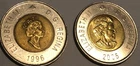 Two $2 CANADIAN COIN DESIGNS "QUEEN ELIZABETH - POLAR BEAR," Circ, 1996-2005