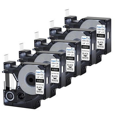 5x For DYMO Rhino 4200/5200 Heat-Shrink Tube 18051 IND Label Tape 1/4'' 3:1 Ratio