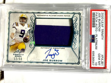 Joe Burrow 2020 Leaf Trinity Platinum Patch ON CARD Auto RPA /50 GEM MINT PSA 10