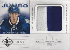 2012-13 Limited Freshman Jumbo Materials Prime #FJCA Carter Ashton Jersey /49 