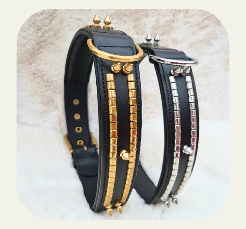 Heavy Duty Stud And Spike Collar And Lead For Dogs Premium Best Grade Leather . - Picture 3 of 11