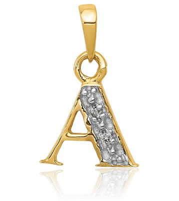 14K massiver Gelbgold Diamant Akzent zierlicher Buchstabe A Initiale Anhänger Halskette