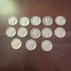 13 USA Mercury Silver Dimes Mixed Dates 90% Silver Lot 10 Cents Circulated Coin