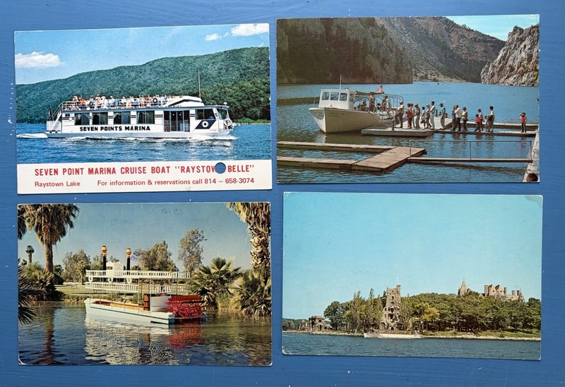 Excursion & Tour Boats Postcards (4) - Raystown Ticket, Encanto, 1000 Islands
