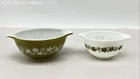 Pyrex Spring Blossom Green Cinderella Bowls 441 442 Set 2 Pieces Vintage