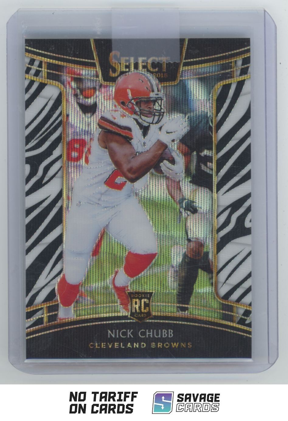 2018 Panini Select Concourse Zebra Nick Chubb RC #33 Cleveland Browns