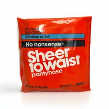 Vintage New No nonsense Sheer To Waist Pantyhose Medium to tall Nude Sandalfoot