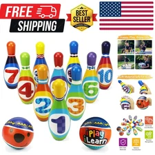 Kids Bowling Toys Set, Toddler Indoor Outdoor Activity Play Game, Soft 10 Foa...