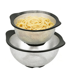 Rorence Colander Set Stainless Steel Colanders Non Slip Silicone Handles Base